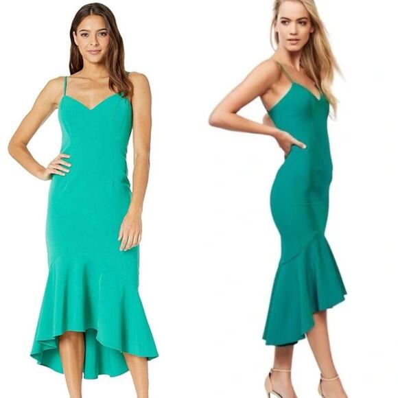 Bardot Kelly Green Peplum Midi Lisandra Dress size small - Picture 1 of 10